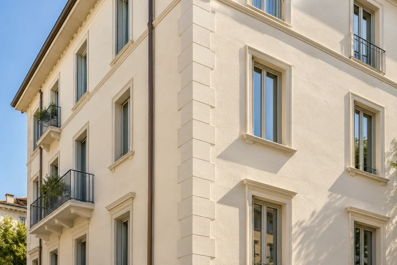 Quartz facade finish