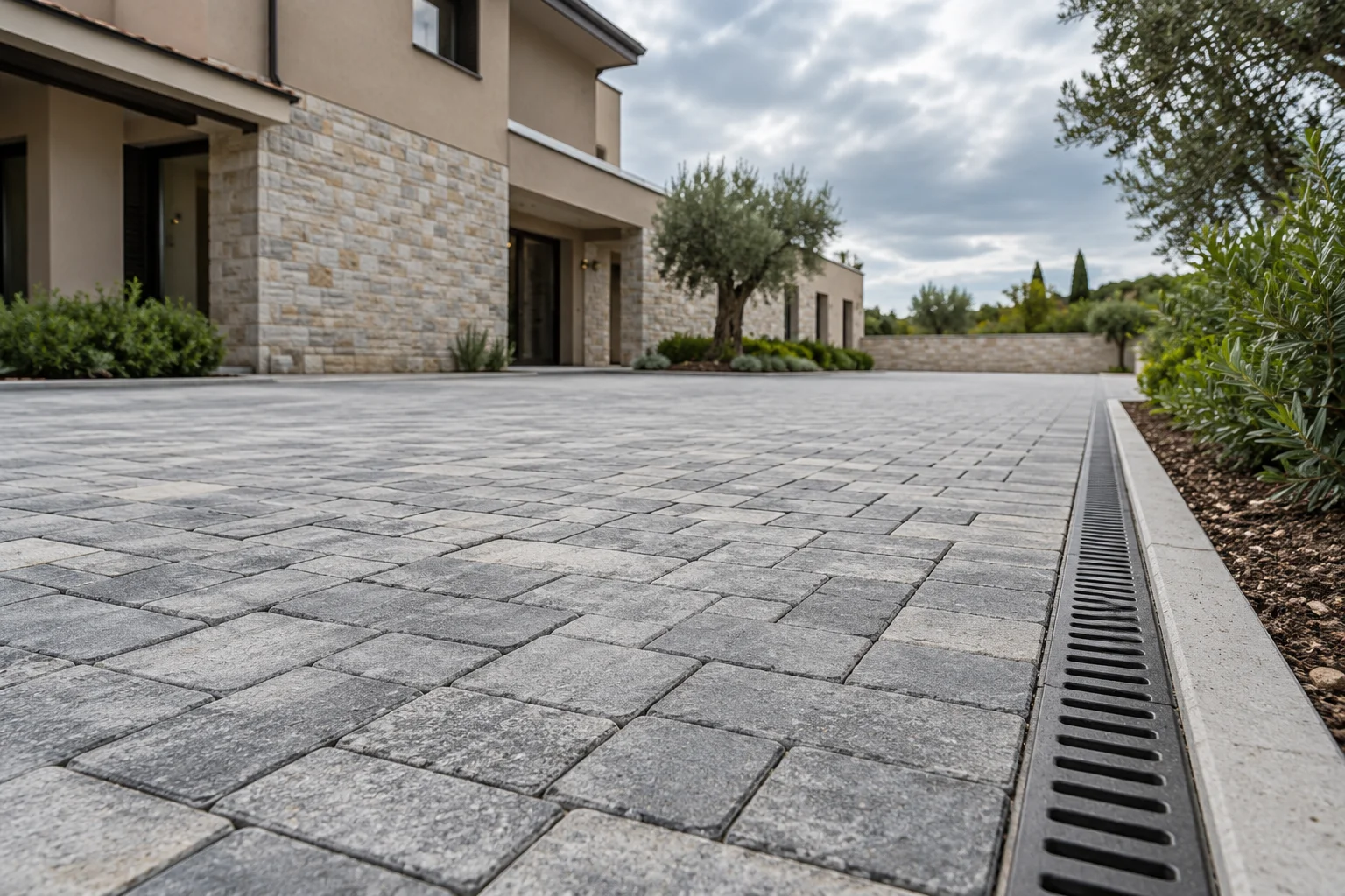 Interlocking courtyard paving