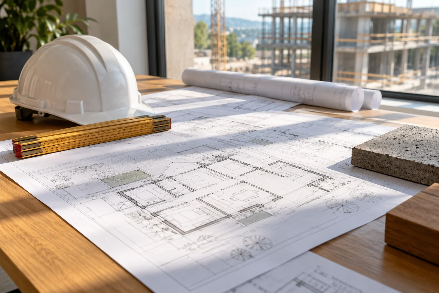 Drawings and measuring tools for a project brief