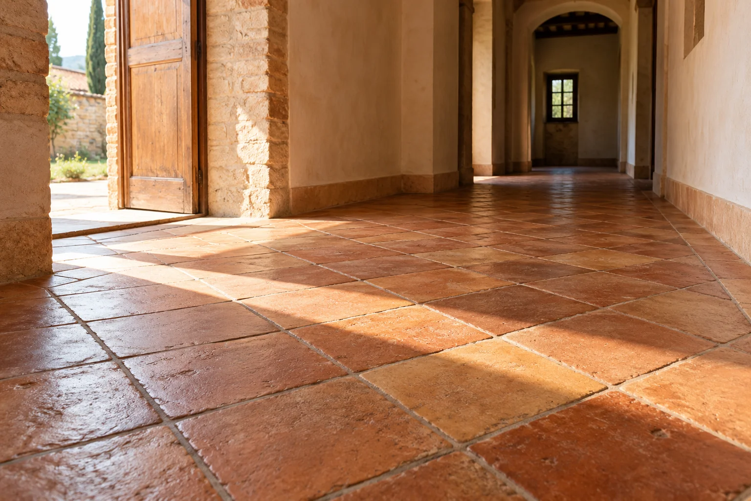 Terracotta floor laying